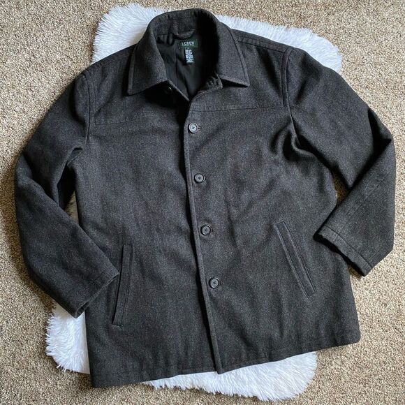 J. Crew Wool Coat Jacket Gray Button Front Lined Mens Size Large Professional - Picture 1 of 11